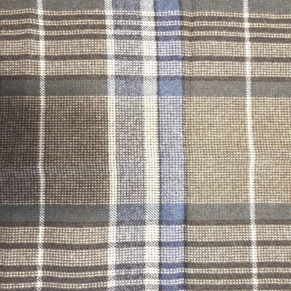 Unbranded 100% Cashmere Scarf Plaid Blue Gray Green‎ Tartan Fringe 57